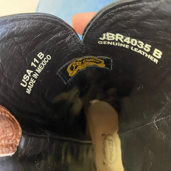 NWT J.B. Dillon Reserve Brown and Black Embroidered Leather Cowboy Boots W11 - Picture 11 of 13